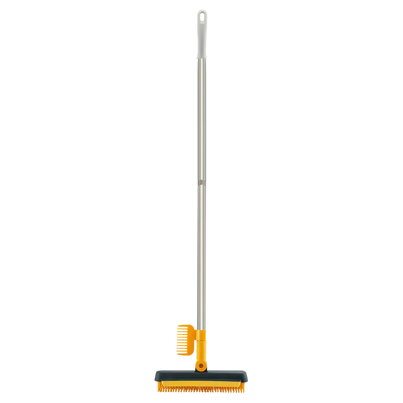 3-in-1 Floor Scrub Brush with Squeegee and Rotating Head