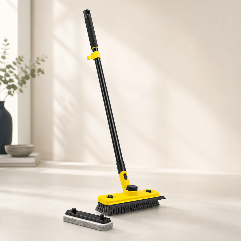 2-in-1 Floor Scrub Brush & Squeegee with 53.5" Long Handle | SimplifyHomeCo