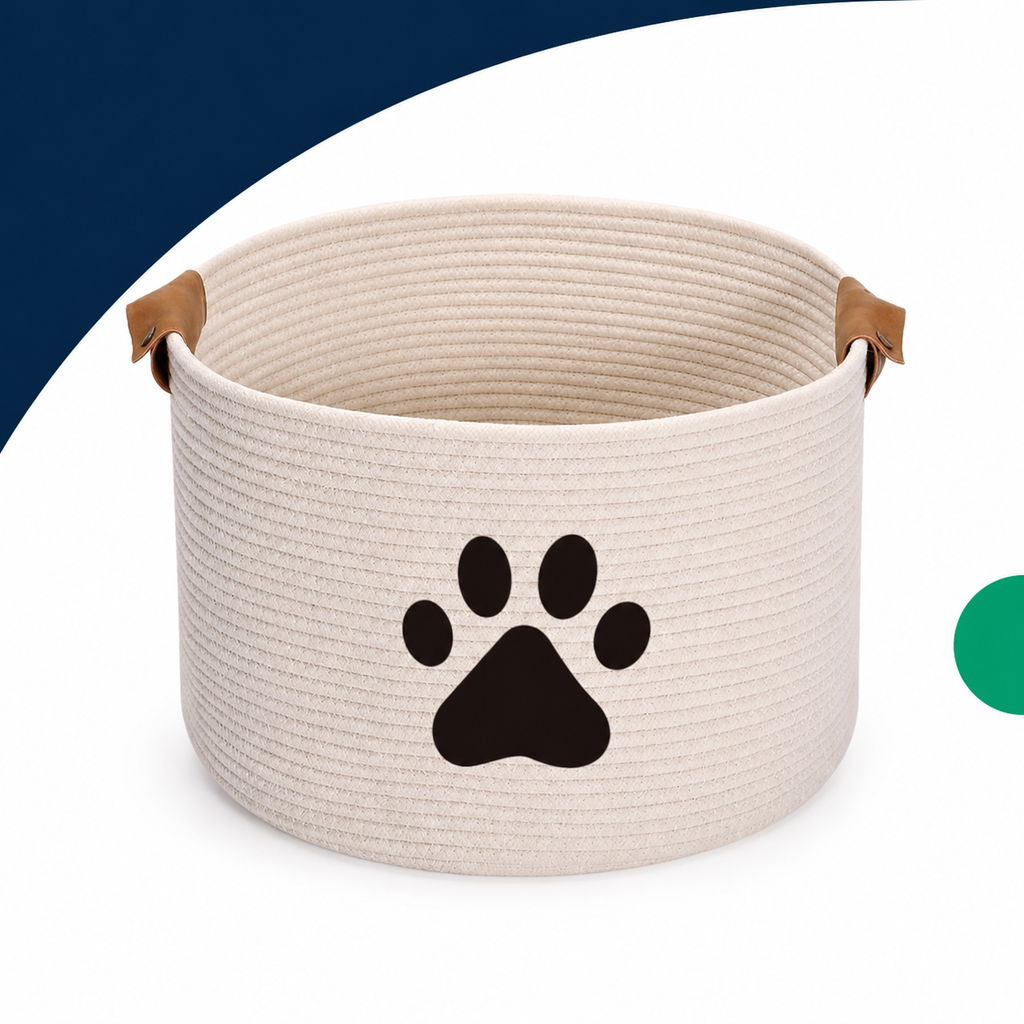 Geyecete Woven Rope Dog Toy Storage Basket