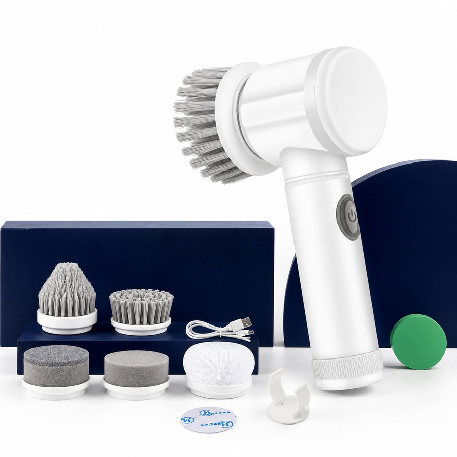 Electric Multi-Surface Cleaning Brush with Interchangeable Heads