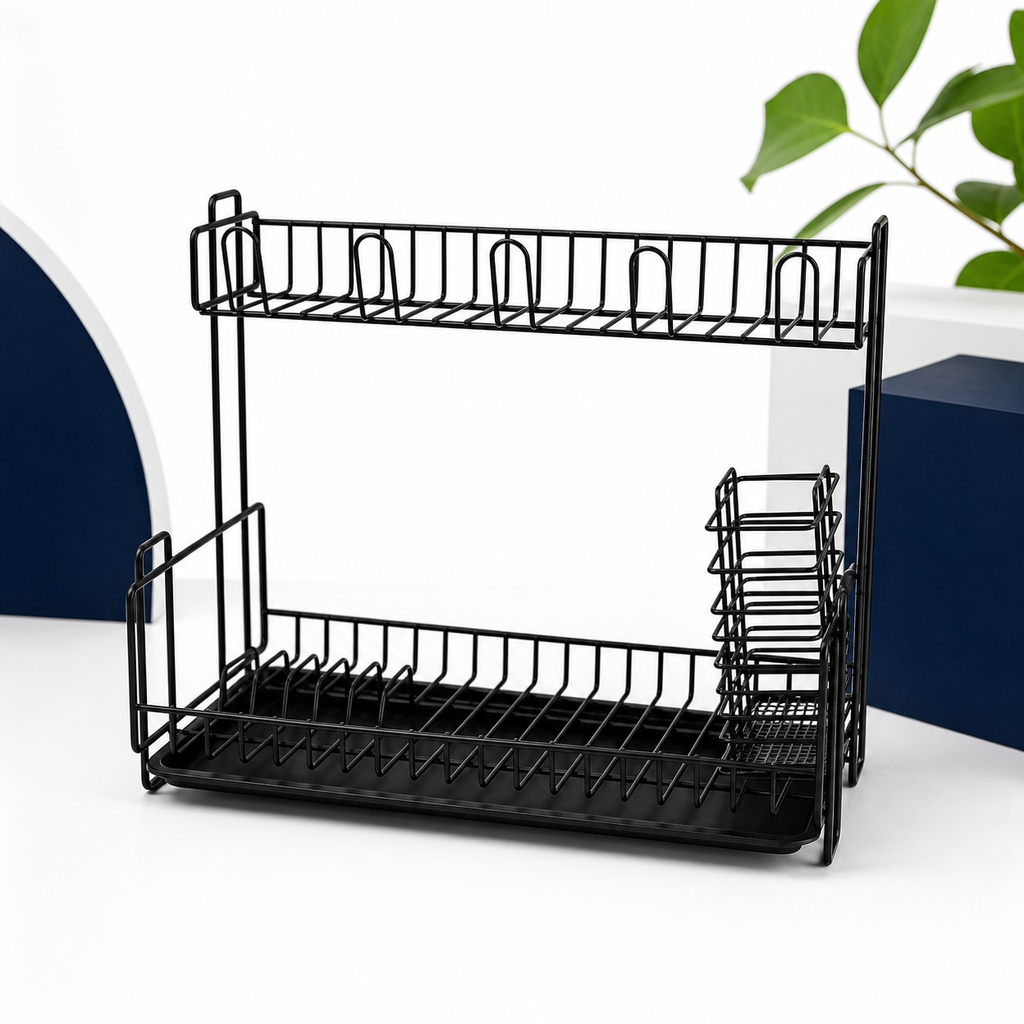 Double-Layer Kitchen Dish Drying & Storage Rack