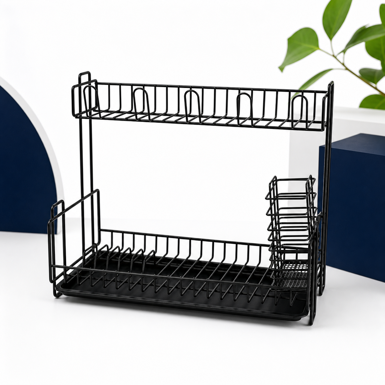 Double-Layer Kitchen Dish Drying & Storage Rack