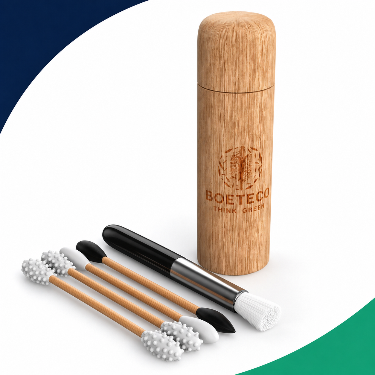 BOETECO Reusable Silicone Swab Kit with Bamboo Case