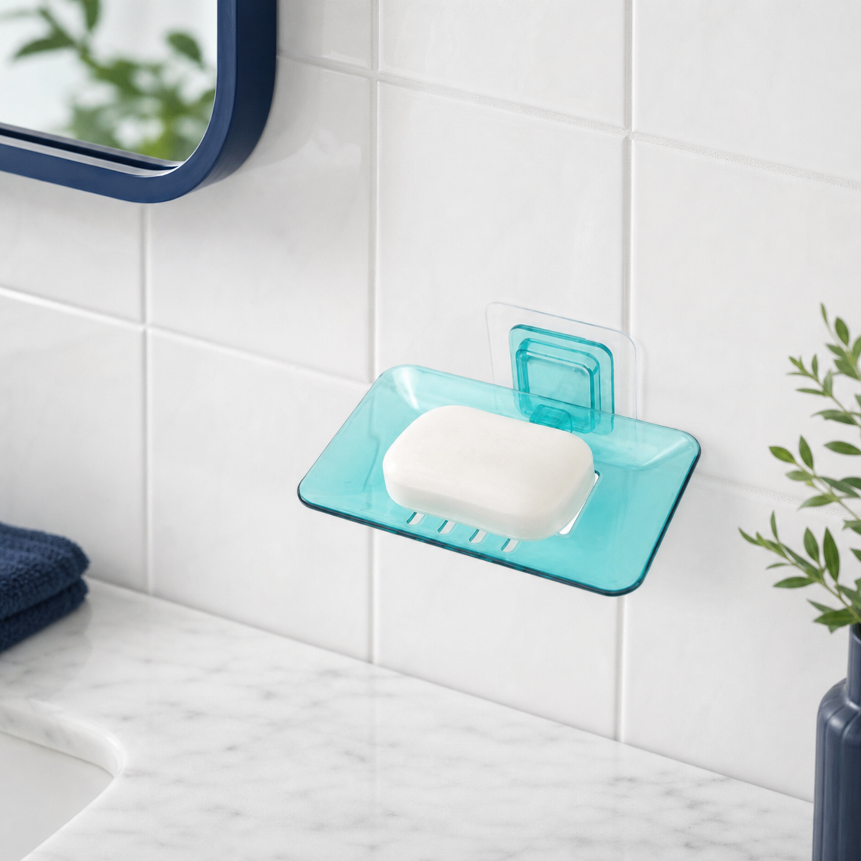 Wall-Mounted Suction Cup Soap & Dish Storage Rack