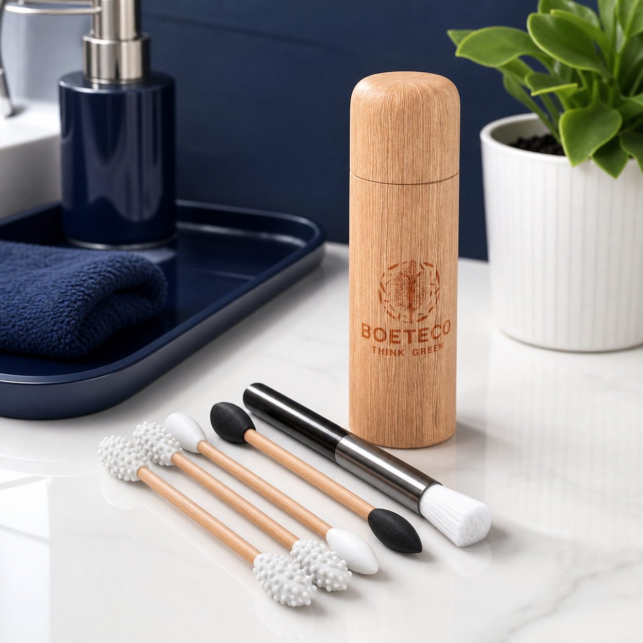 BOETECO Reusable Silicone Swab Kit with Bamboo Case