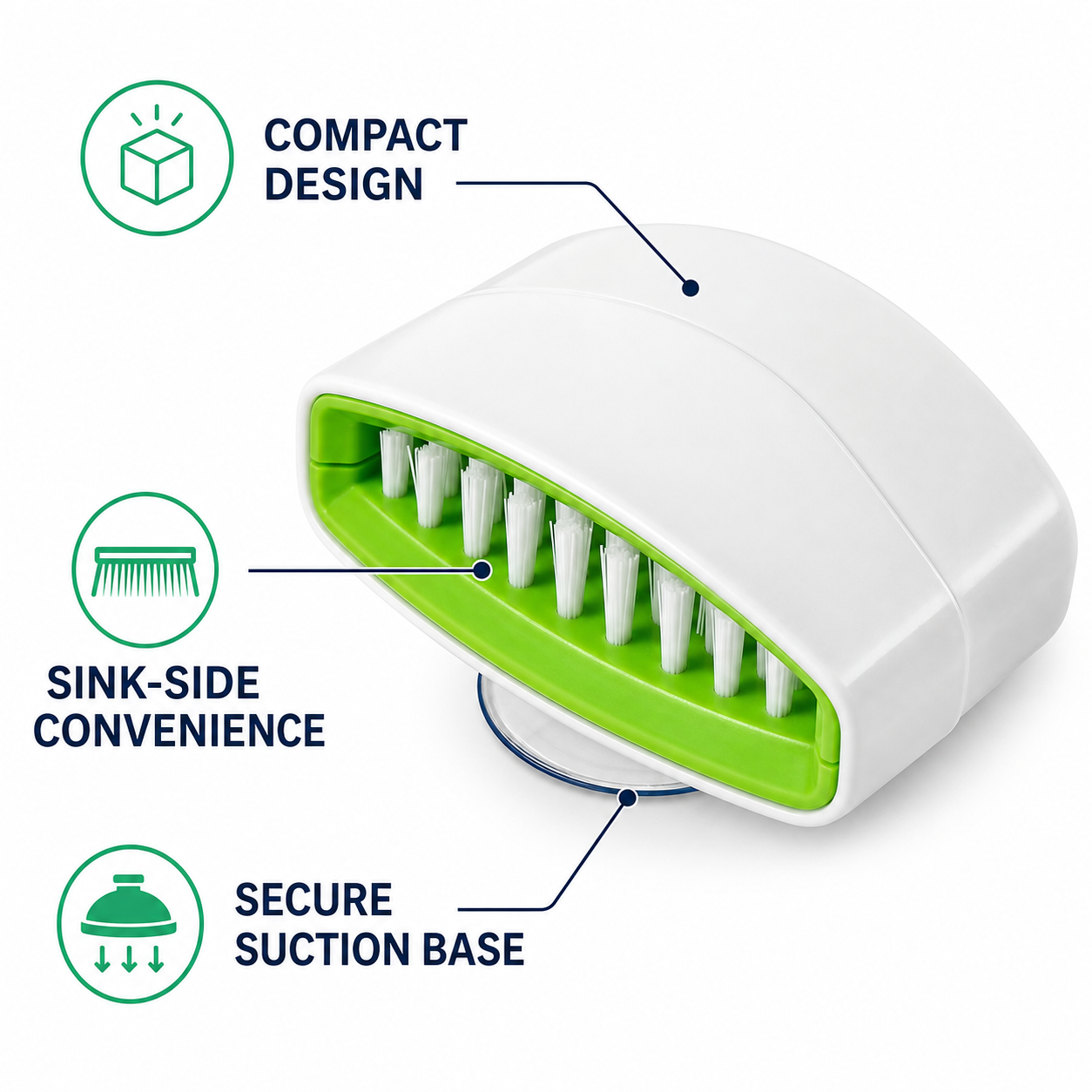 Compact Suction Cup Kitchen Utensil Cleaning Brush