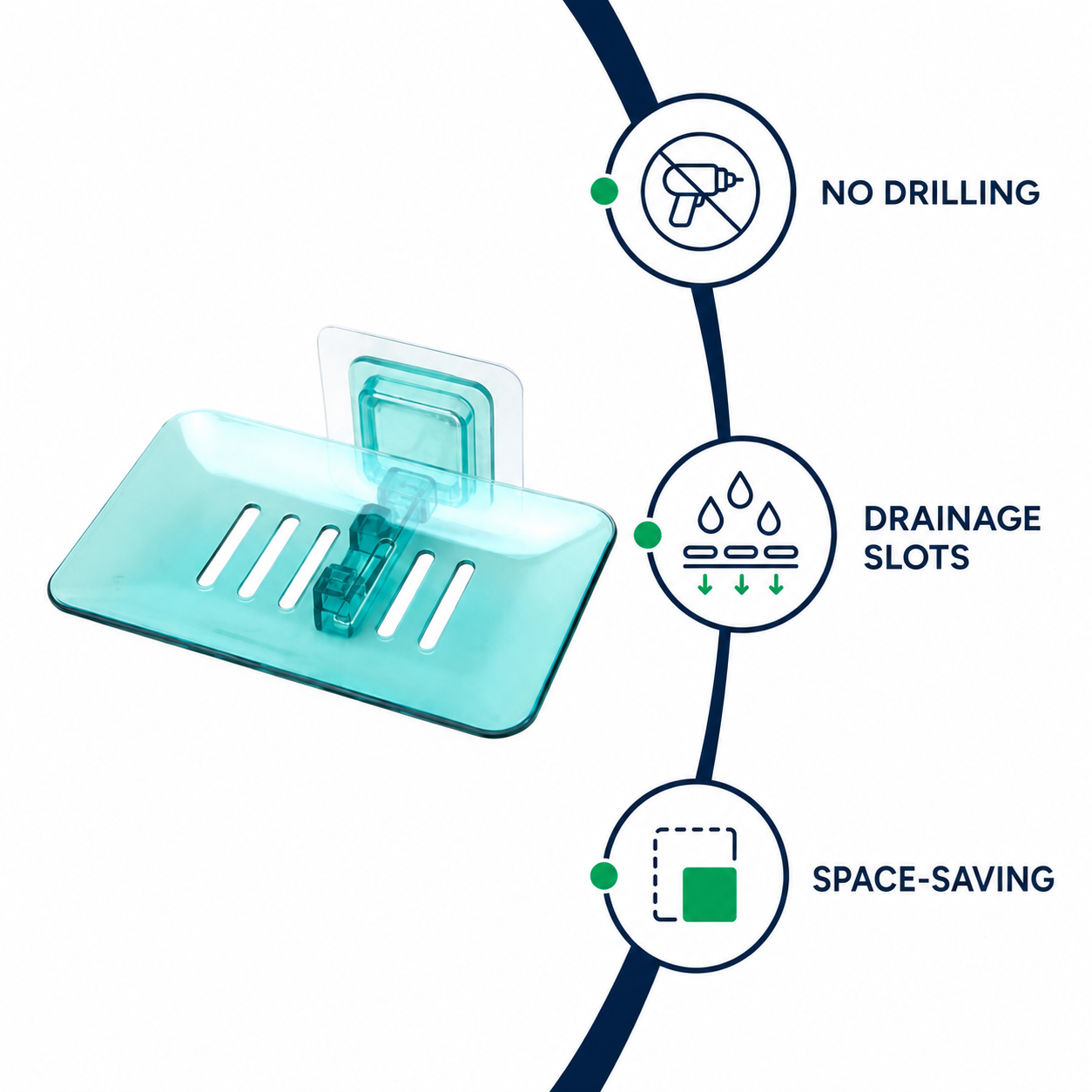 Wall-Mounted Suction Cup Soap & Dish Storage Rack