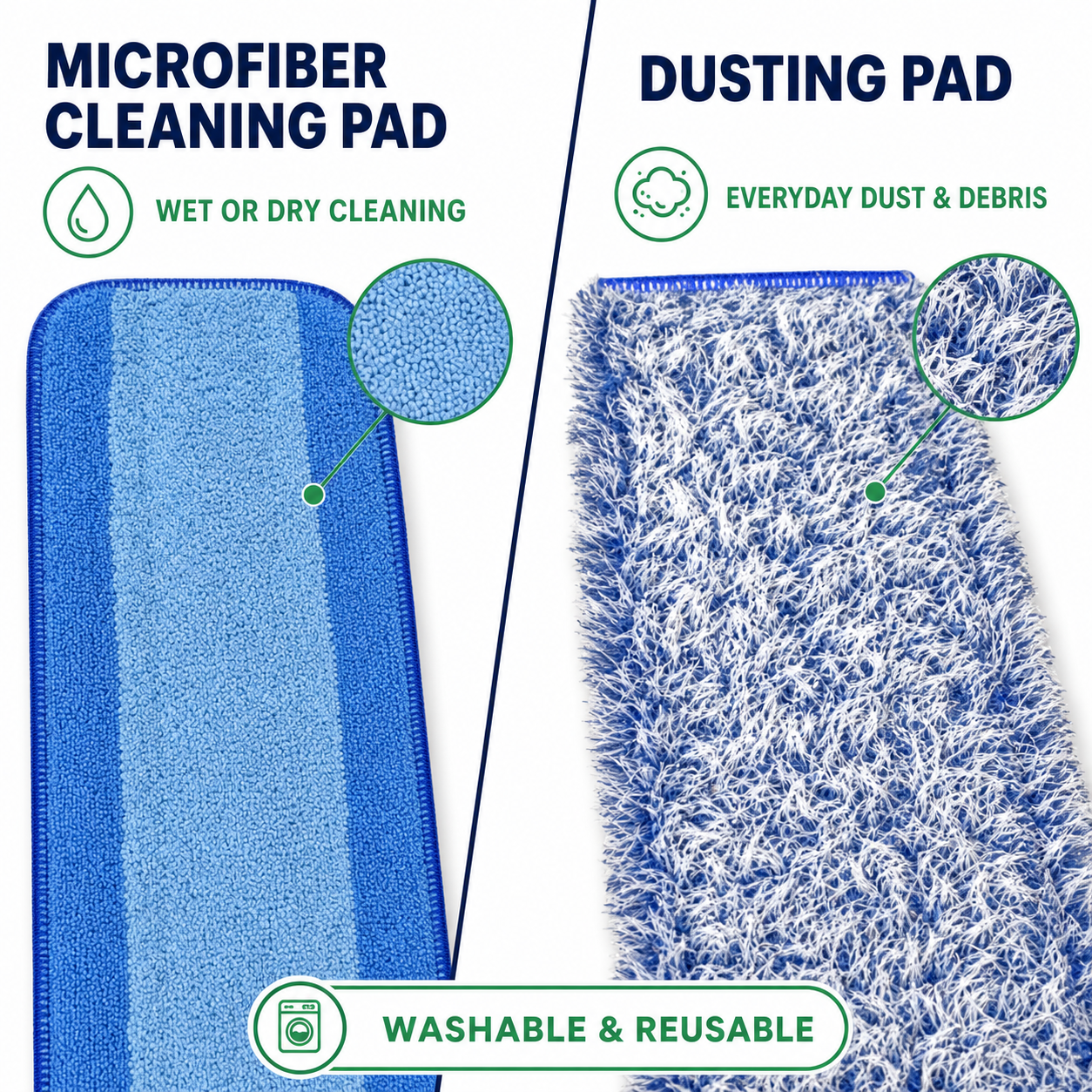 4-Pack Microfiber Mop Pads for 18-Inch Floor Mops