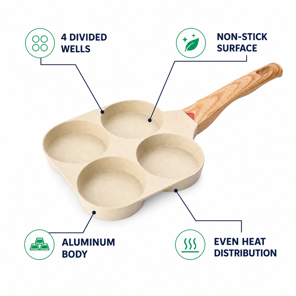 Four-Hole Non-Stick Breakfast Egg Frying Pan