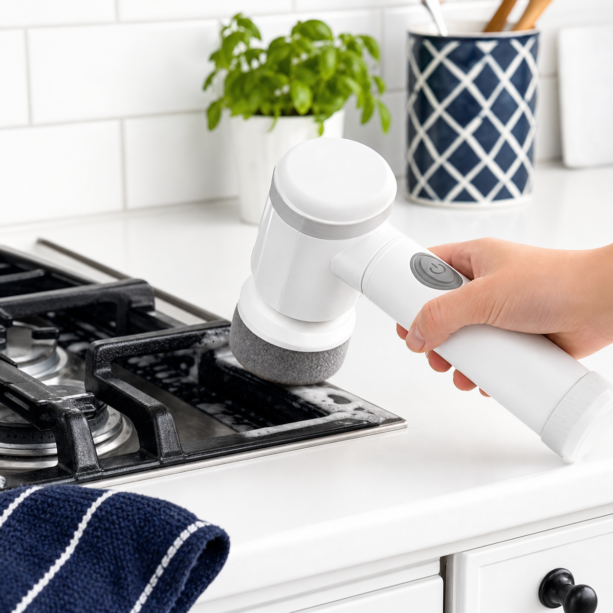 Electric Multi-Surface Cleaning Brush with Interchangeable Heads
