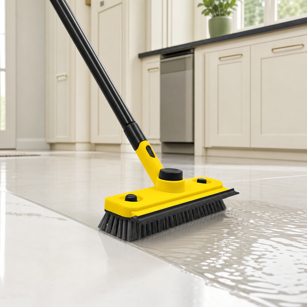 2-in-1 Floor Scrub Brush & Squeegee with 53.5" Long Handle | SimplifyHomeCo