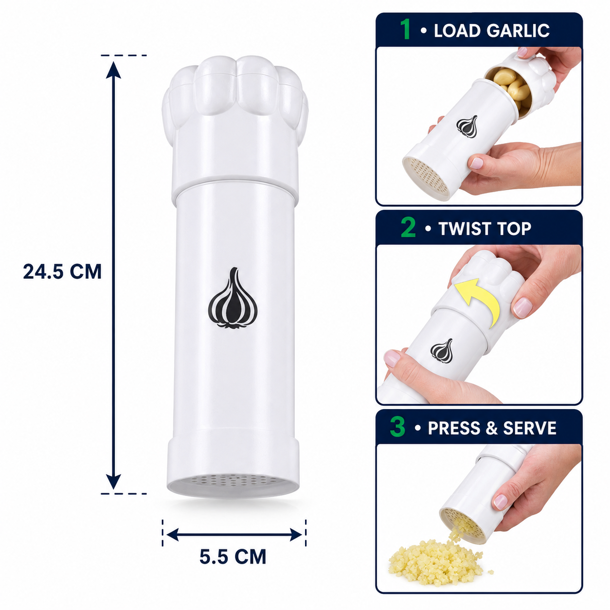 Mini Multi-Purpose Manual Garlic Press