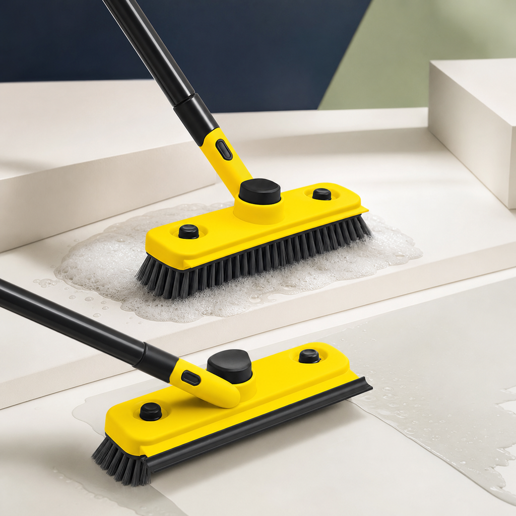 2-in-1 Floor Scrub Brush & Squeegee with 53.5" Long Handle | SimplifyHomeCo