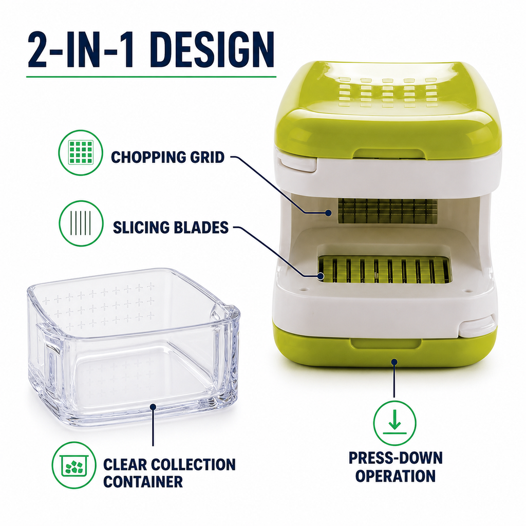 2-in-1 Touchless Garlic Chopper & Slicer