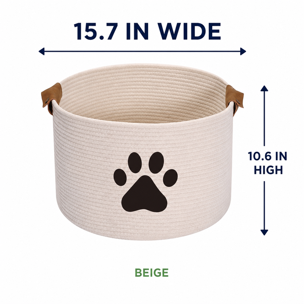 Geyecete Woven Rope Dog Toy Storage Basket