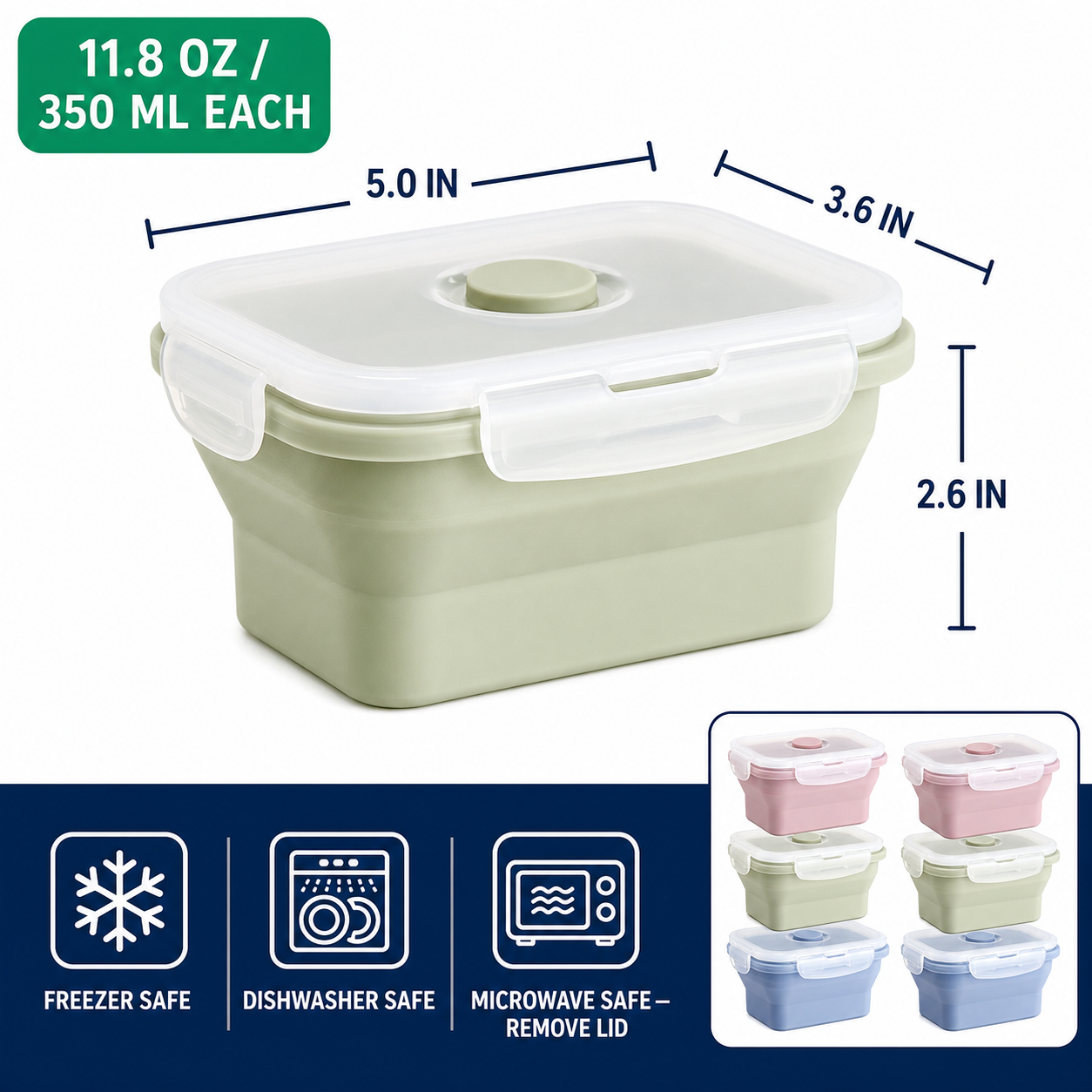 Mifoci 6-Piece Collapsible Silicone Food Container Set
