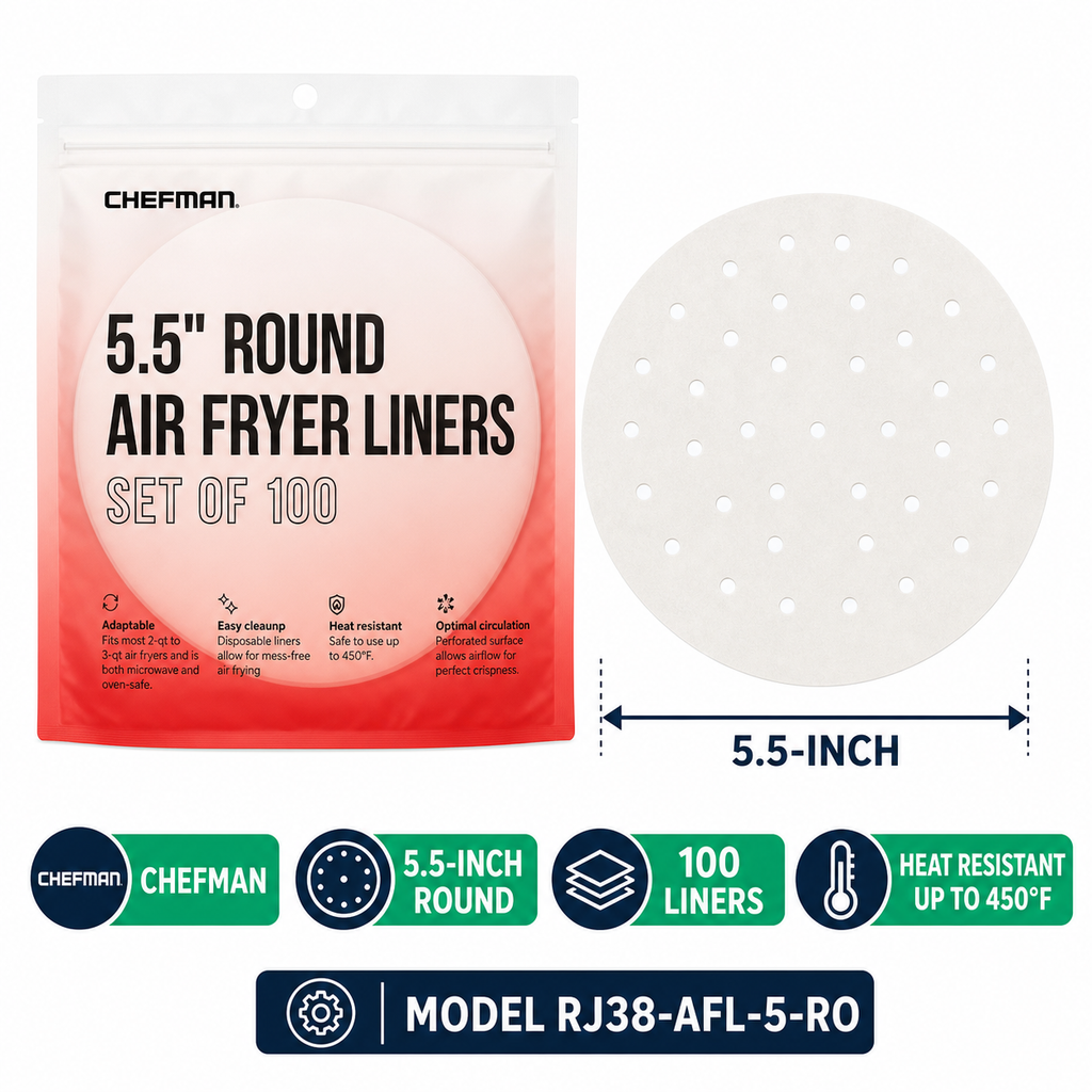 Chefman 5.5-Inch Round Air Fryer Liners – 100 Pack