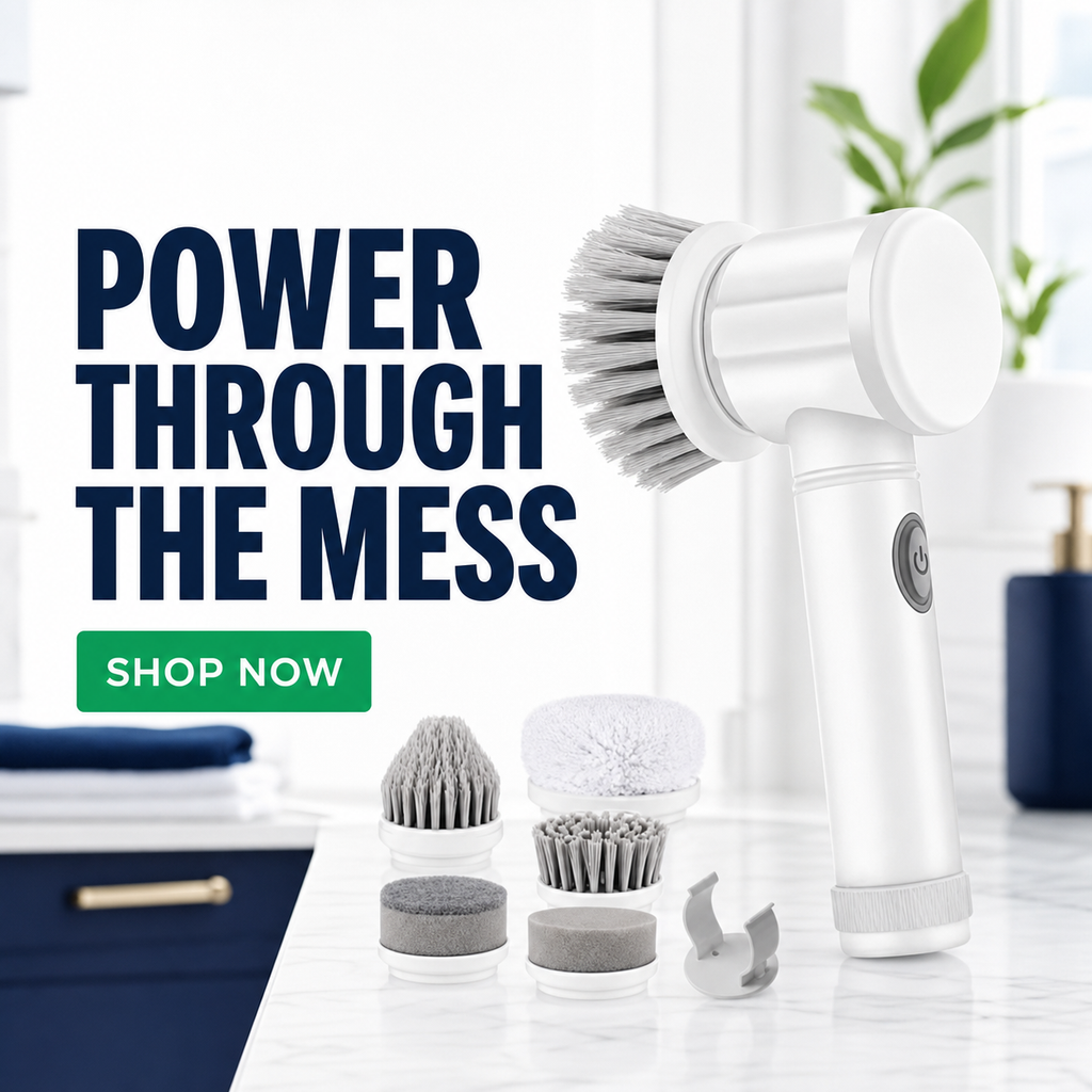 Electric Multi-Surface Cleaning Brush with Interchangeable Heads
