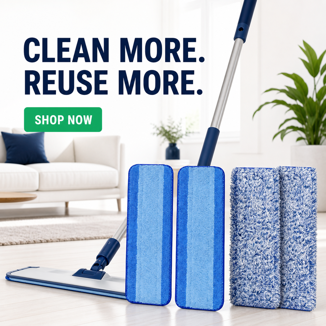 4-Pack Microfiber Mop Pads for 18-Inch Floor Mops