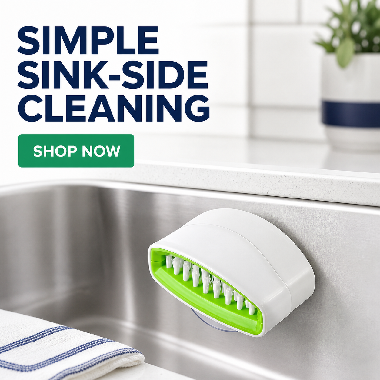 Compact Suction Cup Kitchen Utensil Cleaning Brush