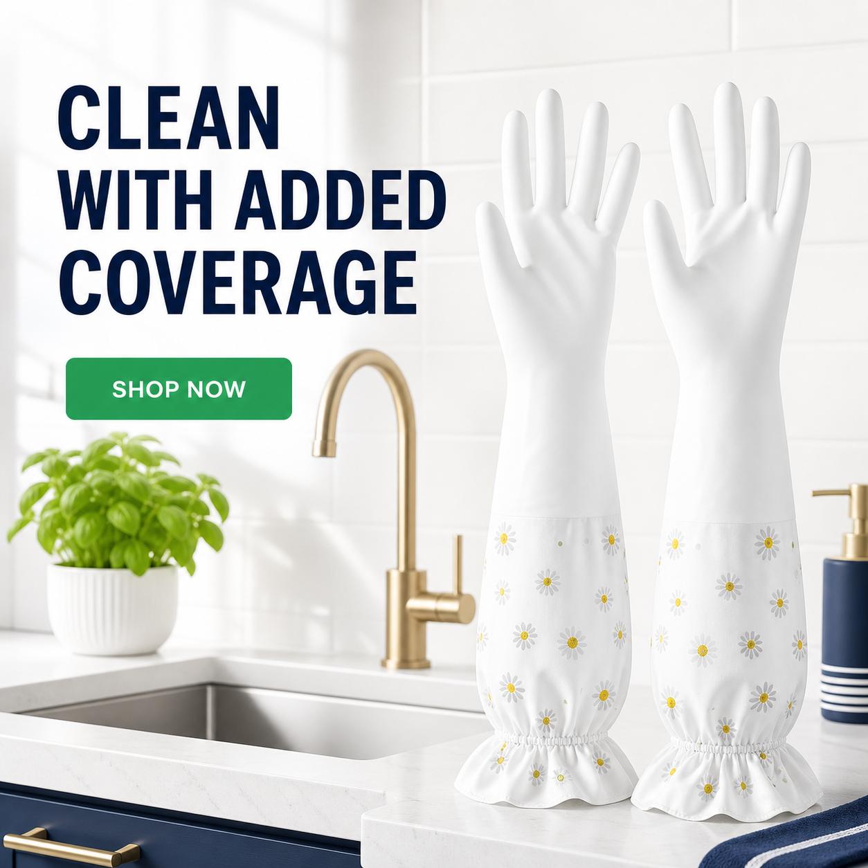 Long-Cuff Silicone Dishwashing Gloves