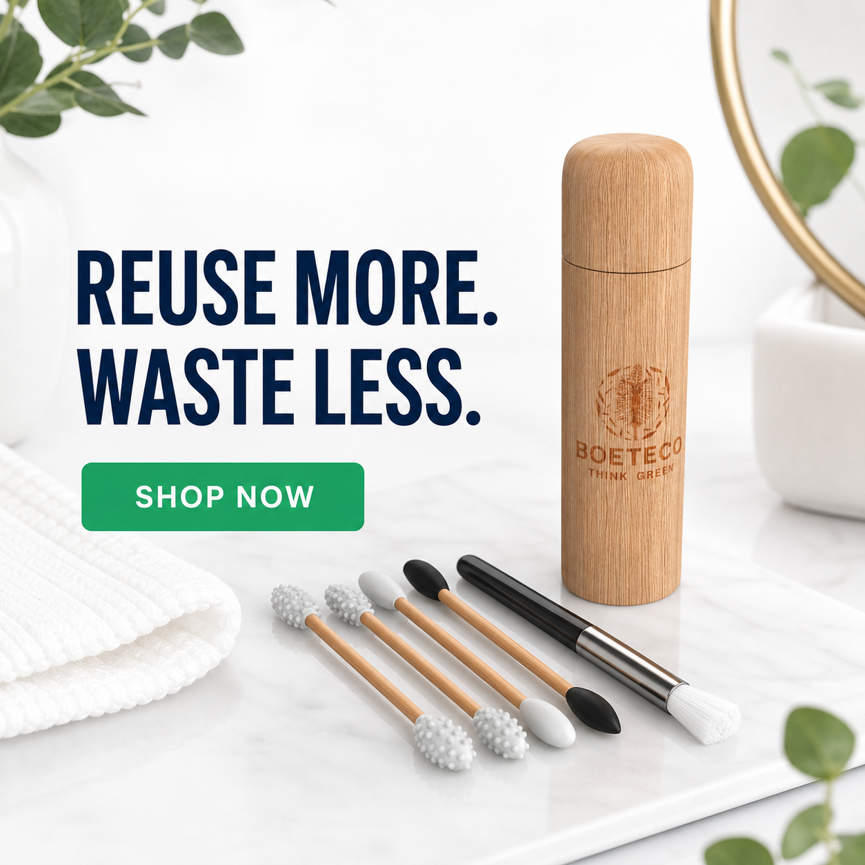 BOETECO Reusable Silicone Swab Kit with Bamboo Case