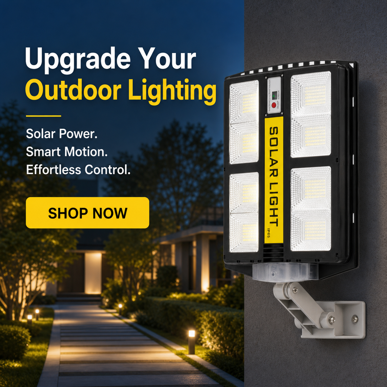 500W Solar LED Street Light with Motion Sensor & Remote Control