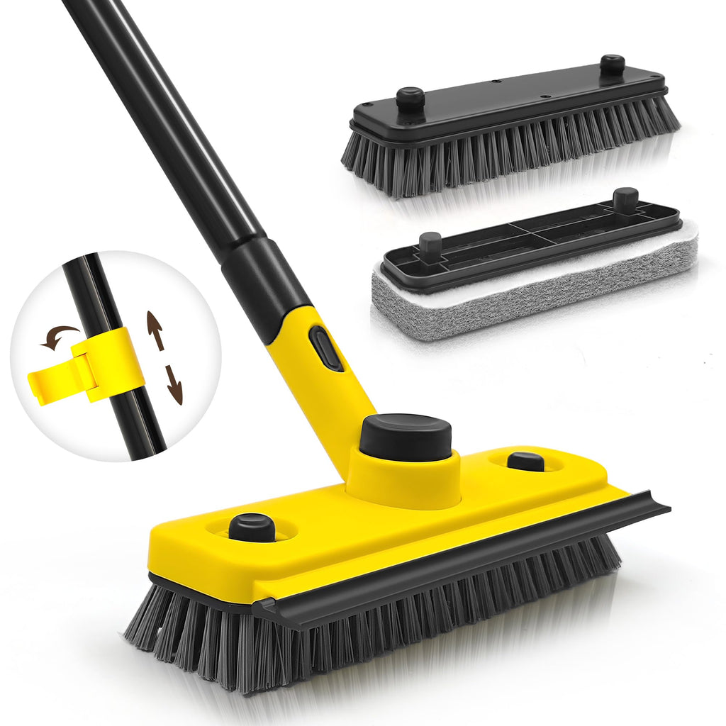 2-in-1 Floor Scrub Brush & Squeegee with 53.5" Long Handle | SimplifyHomeCo