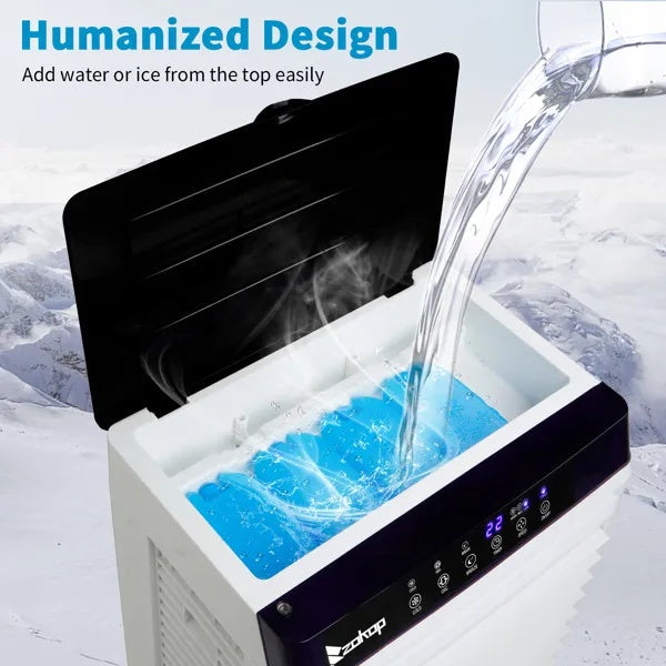 Portable 3-in-1 Evaporative Air Cooler Fan – 30L Water Tank, Remote Control, 2353 CFM Airflow & 90° Oscillationhly humid rooms.