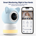 Litokam 2K Smart Baby Monitor Camera with 2.4GHz/5GHz WiFi, Cry & Motion Detection, Night Vision, Two-Way Talk, Night Light, Lullabies, Temperature & Humidity Sensor, App Control