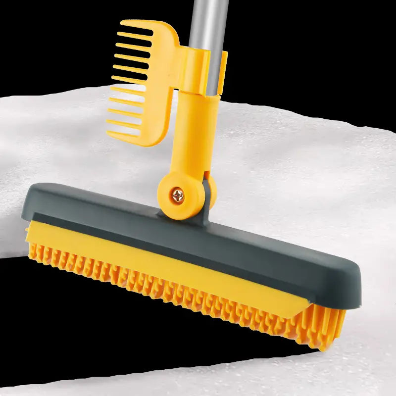 3-in-1 Floor Scrub Brush with Squeegee and Rotating Head