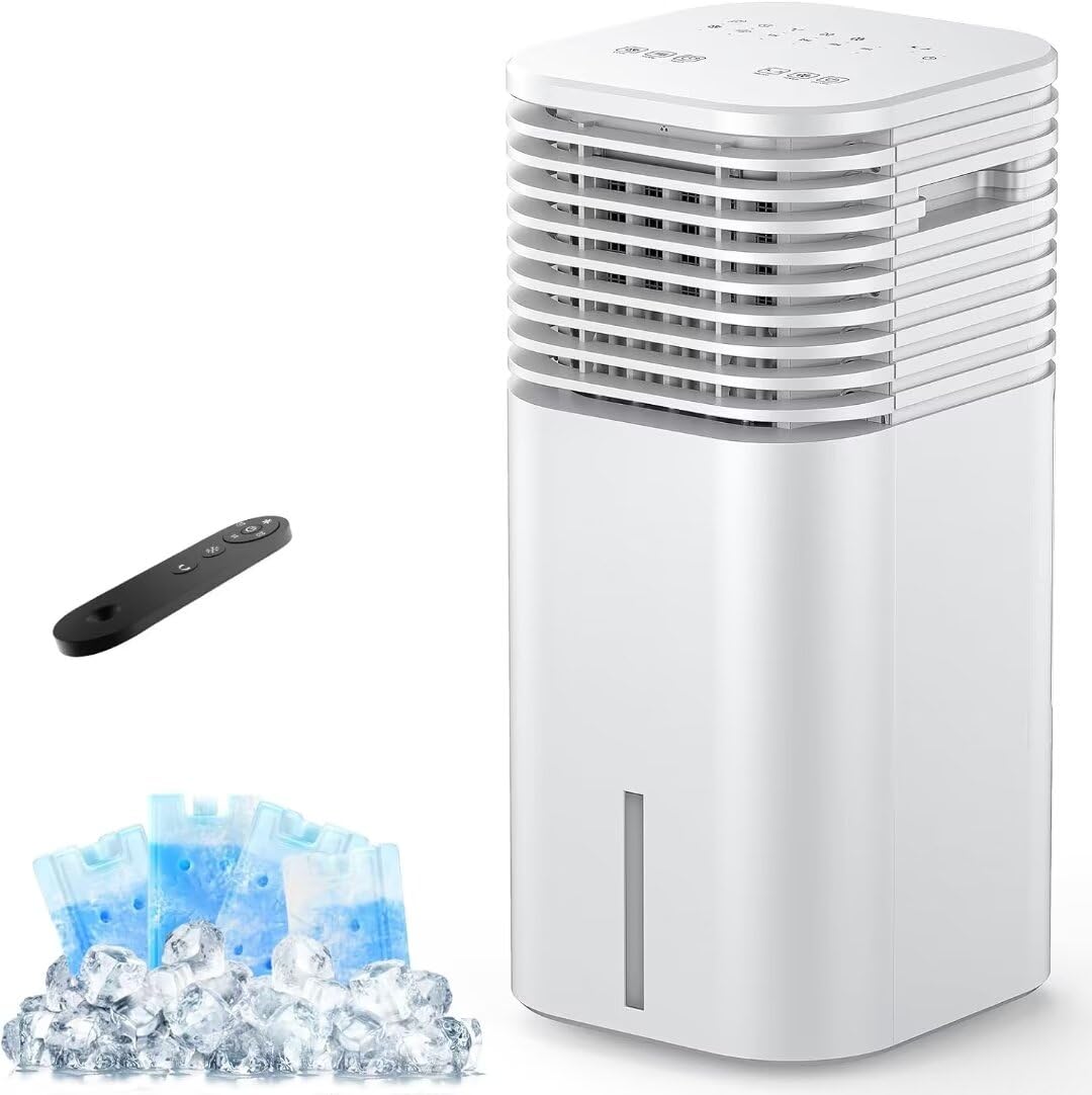 Evaporative Air Cooler 3-in-1 Evaporative Air Cooler Fan – 2-Gallon Tank, Remote Control, 120° Oscillation & Ice Packs