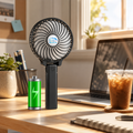 HandFan Portable Fans Battery Operated Handheld Fan Rechargeable with Anti Automatic Working Button & Built-in Bracket USB Desk Fan Foldable (Black)